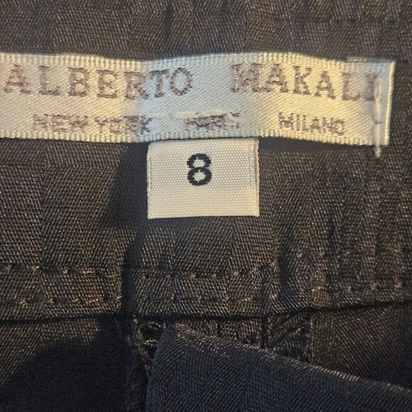 Alberto Makali Womens Black Textured Checkered Pants Size 8 Silk Blend Slim Fit - Picture 5 of 15